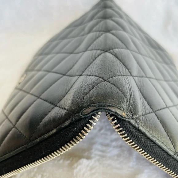 CHANEL Black Lambskin Quilted Leather  Zip around Wallet - Picture 12 of 16